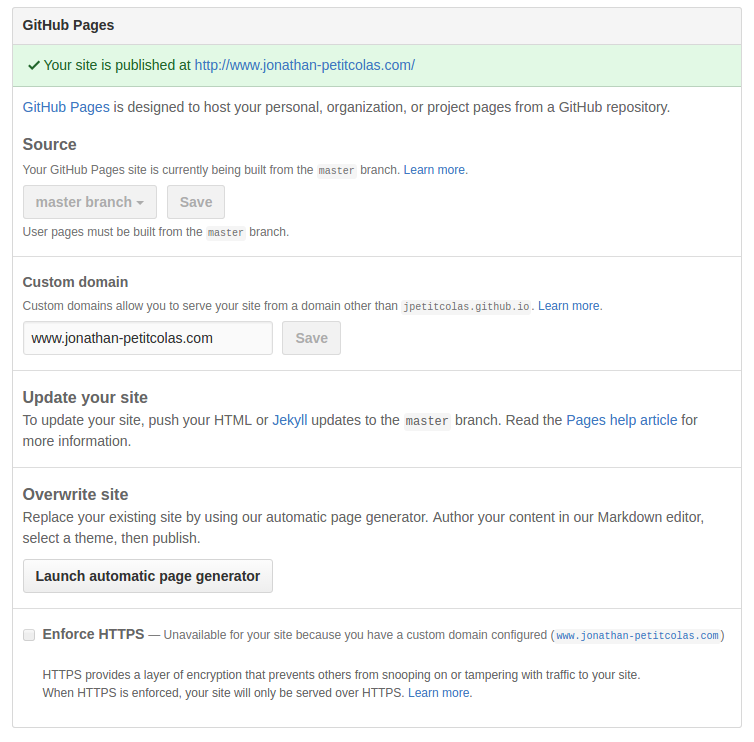 jonathan-petitcolas.com GitHub configuration